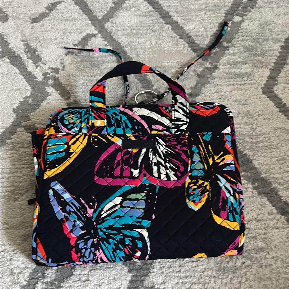 LIKE new Vera Bradley Black and Blue fold out shower caddy with butterflies